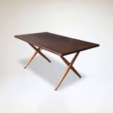 AT-303 Sawbuck oak dining table by Hans Wegner for Andreas Tuck 1950s