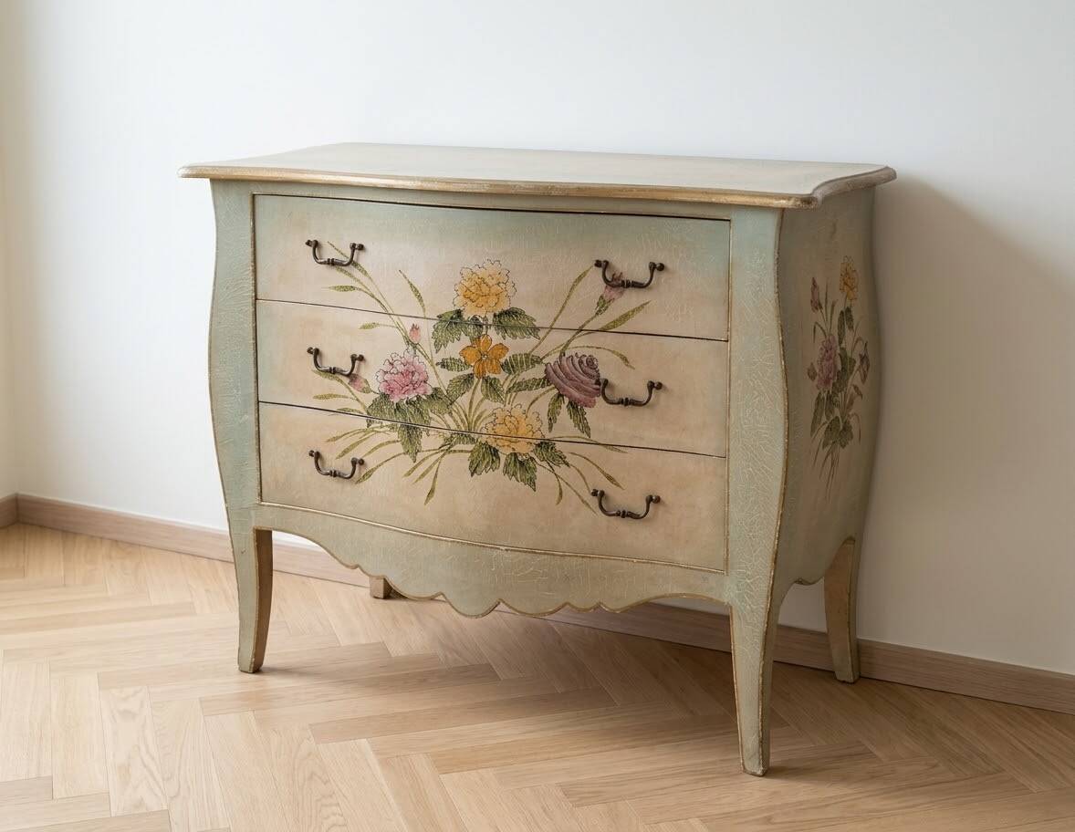 Multicoloured shabby chic wooden dresser set