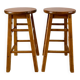paire de tabourets hauts / de bar en bois vernis années 60-70