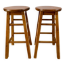 Pair of high stools / bar varnished wood 60-70s