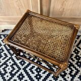 Small vintage table - rattan & canework