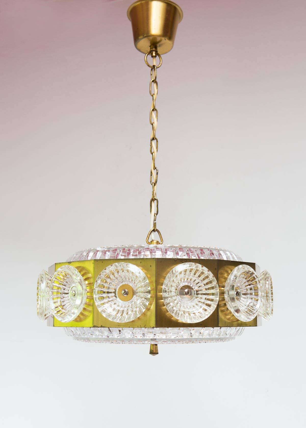 Swedish crystal pendant light attrib. Carl Fagerlund x Orrefors 1960s