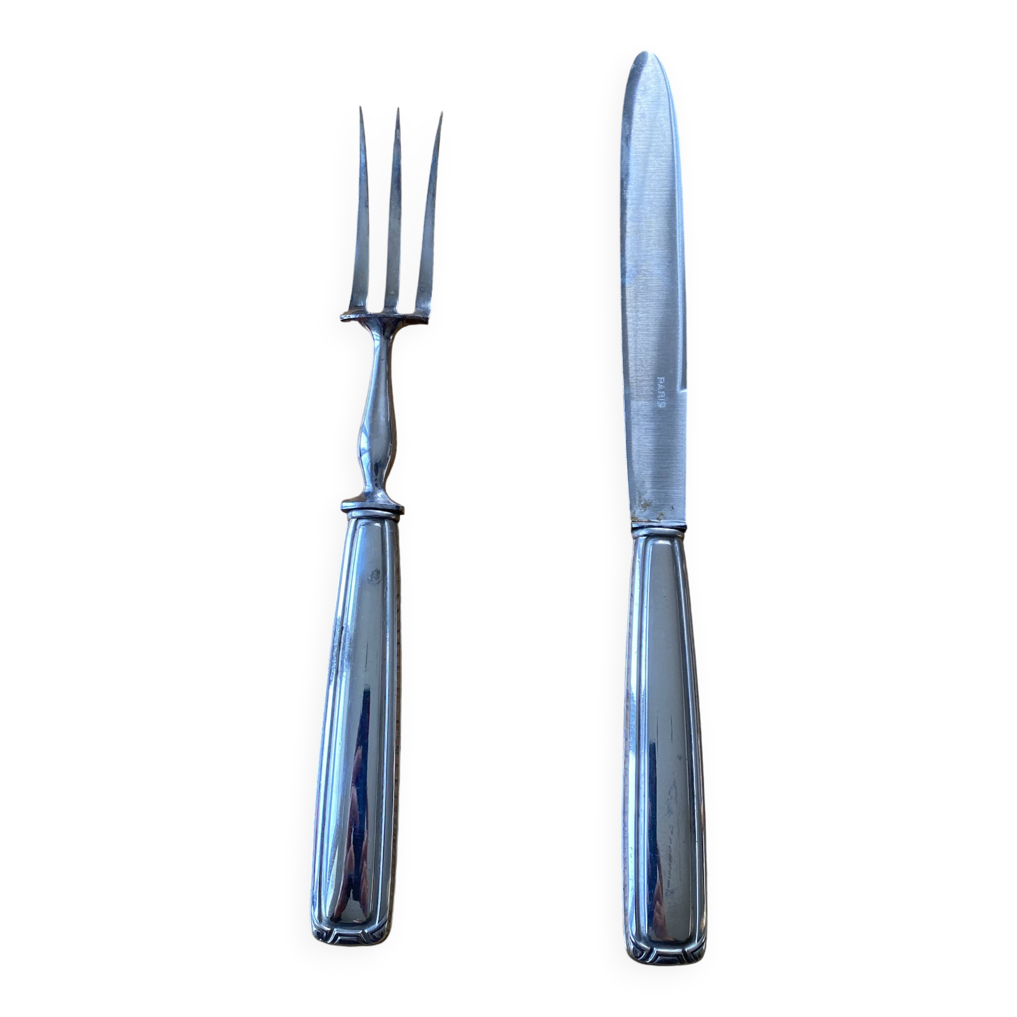 Art Deco silver metal leg of lamb cutlery