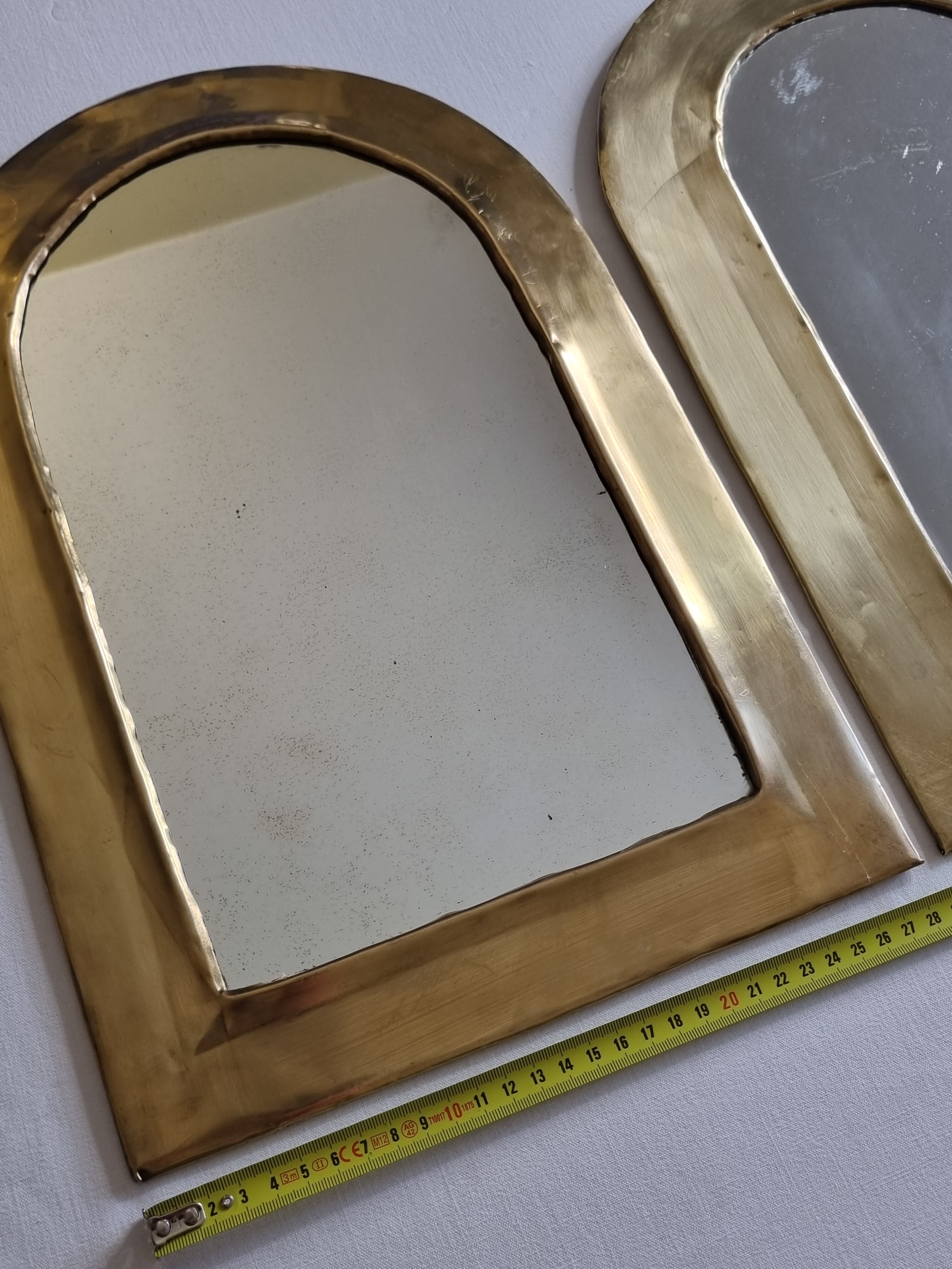 Set of three Moroccan brass mirrors in the form of arches, 43 cm