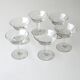 6 old champagne glasses vintage model glass square feet design