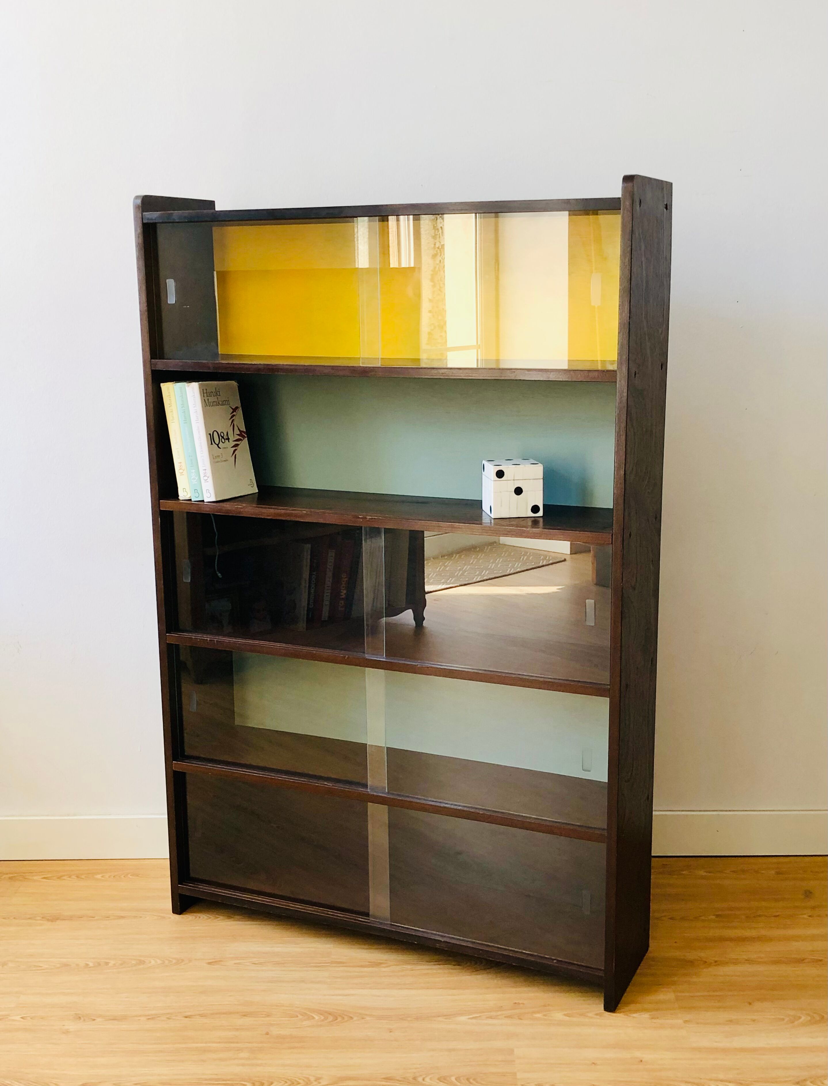 Vintage wooden showcase library 1950