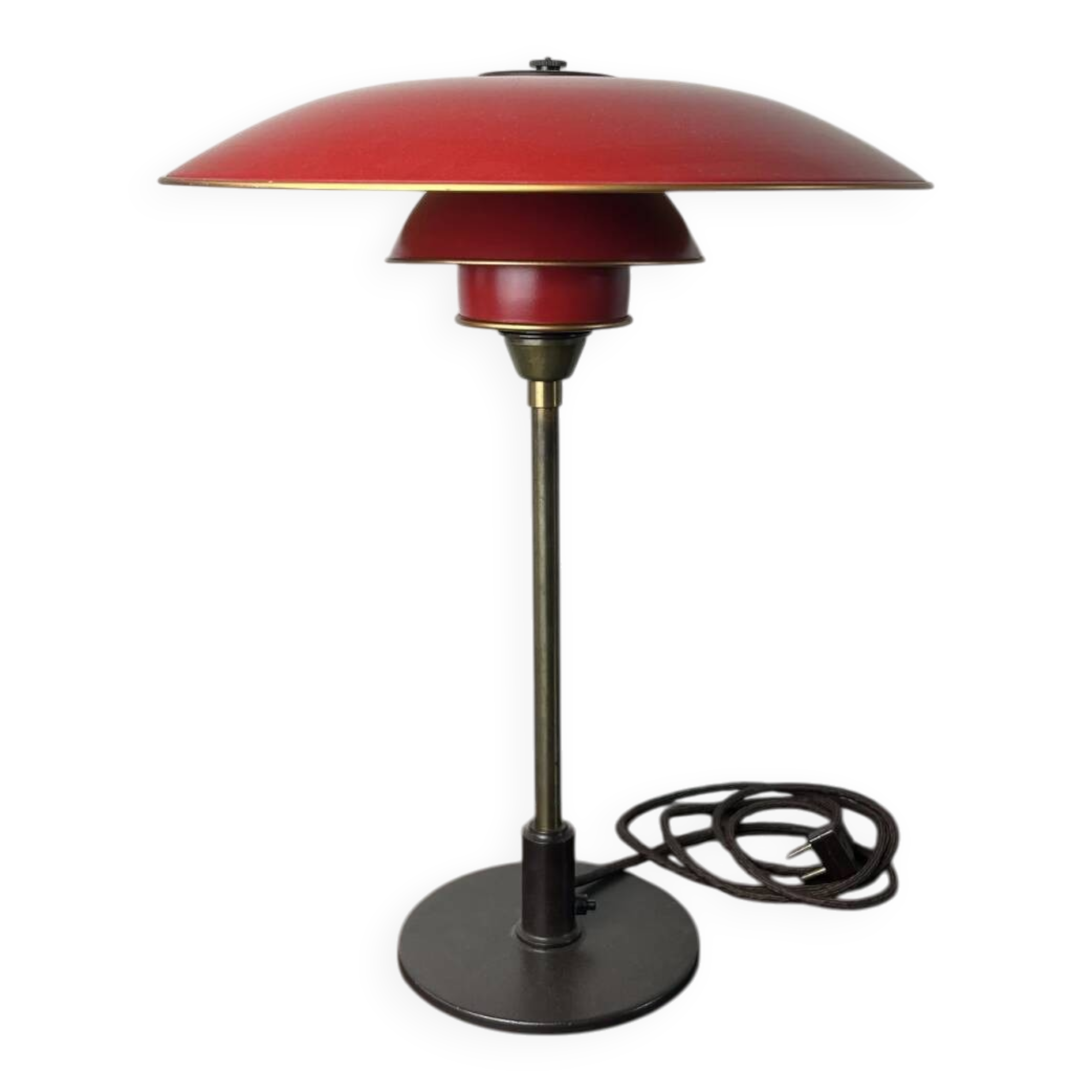 PH 1930 Table lamp with red copper shades by Poul Henningsen