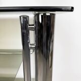 Chrome and smoked glass serving trolley from the 70s