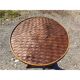 Table vintage en rotin et plateau noisetier