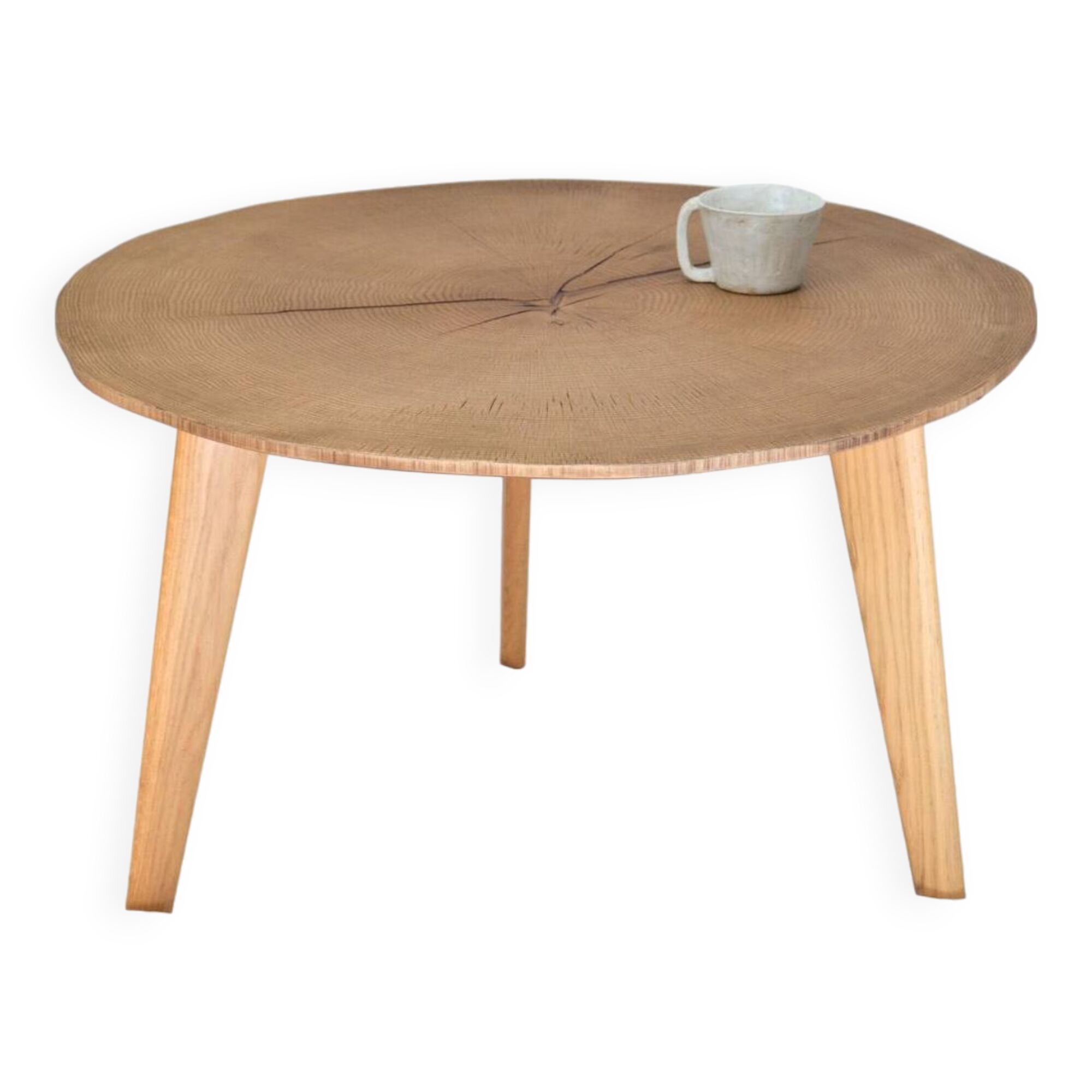 Round wooden coffee table