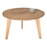 Round wooden coffee table
