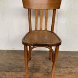 Série de 6 anciennes chaises bistrot en bois clair
