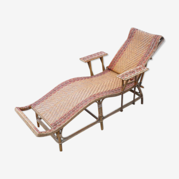 Chaise longue en rotin 1900