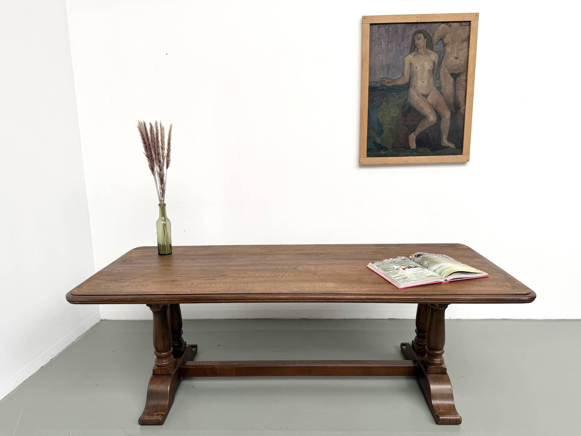 Table de ferme bourgeoise en chêne, années 50