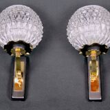 Maison Arlus Pair of brass and black wall sconces, France Mid-Century