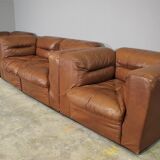 Cognac leather armchairs by BL Arredamenti, 1970s, set of 4