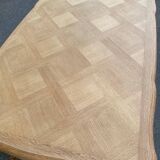 Extendable Louis XV dining table in solid oak wood and marquetry 250cm