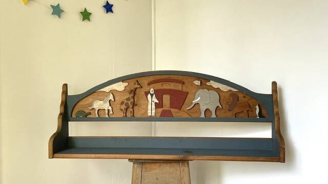 Vintage solid wood noah's ark shelf
