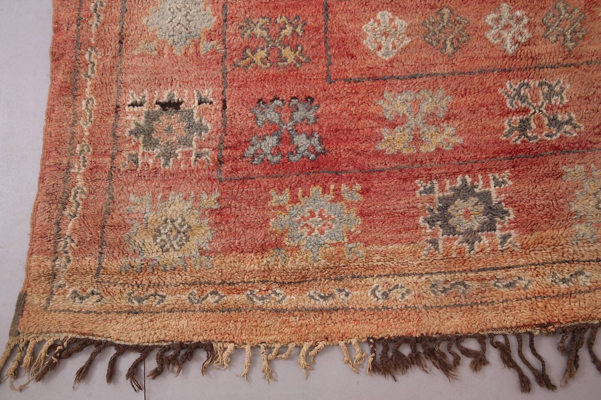 Terracotta Vintage Moroccan Rug 206 x 370 cm - Berber Wool Rug Handmade