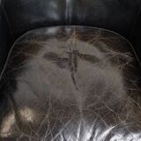 Black cowhide leather armchair