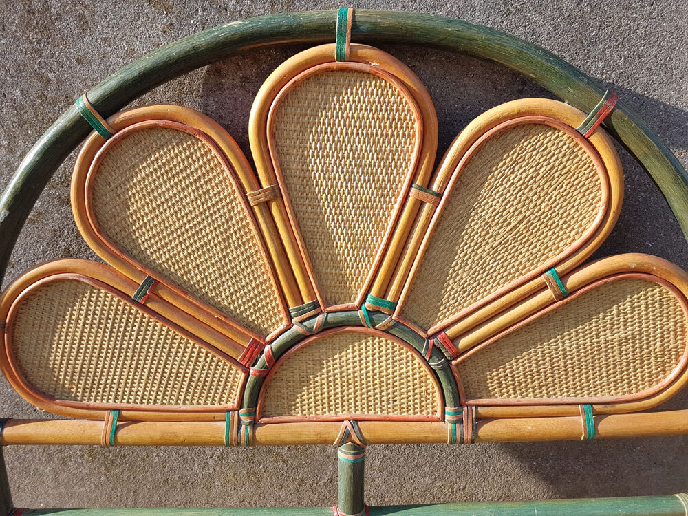 Bedhead in bamboo, rattan and wicker, vintage, 60s