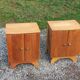 Pair of vintage bedside tables in blond and gilded oak from the 50s