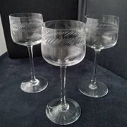 3 cut crystal white or rosé wine glasses