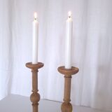Large carved wooden candlesticks