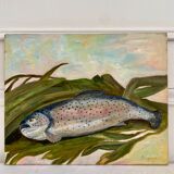 Oil on canvas trout
