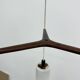 Mid-century design pendant lamp teak and opaline glass, 1970s