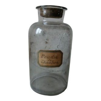 Old Jar Pharmacy Jar Apothecary Doctor Label Charcoal Powder