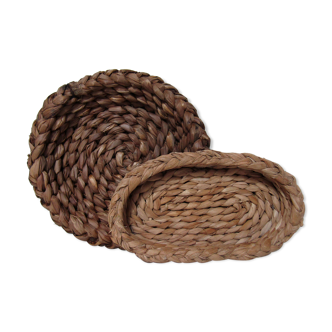 2 old banneton straw baskets