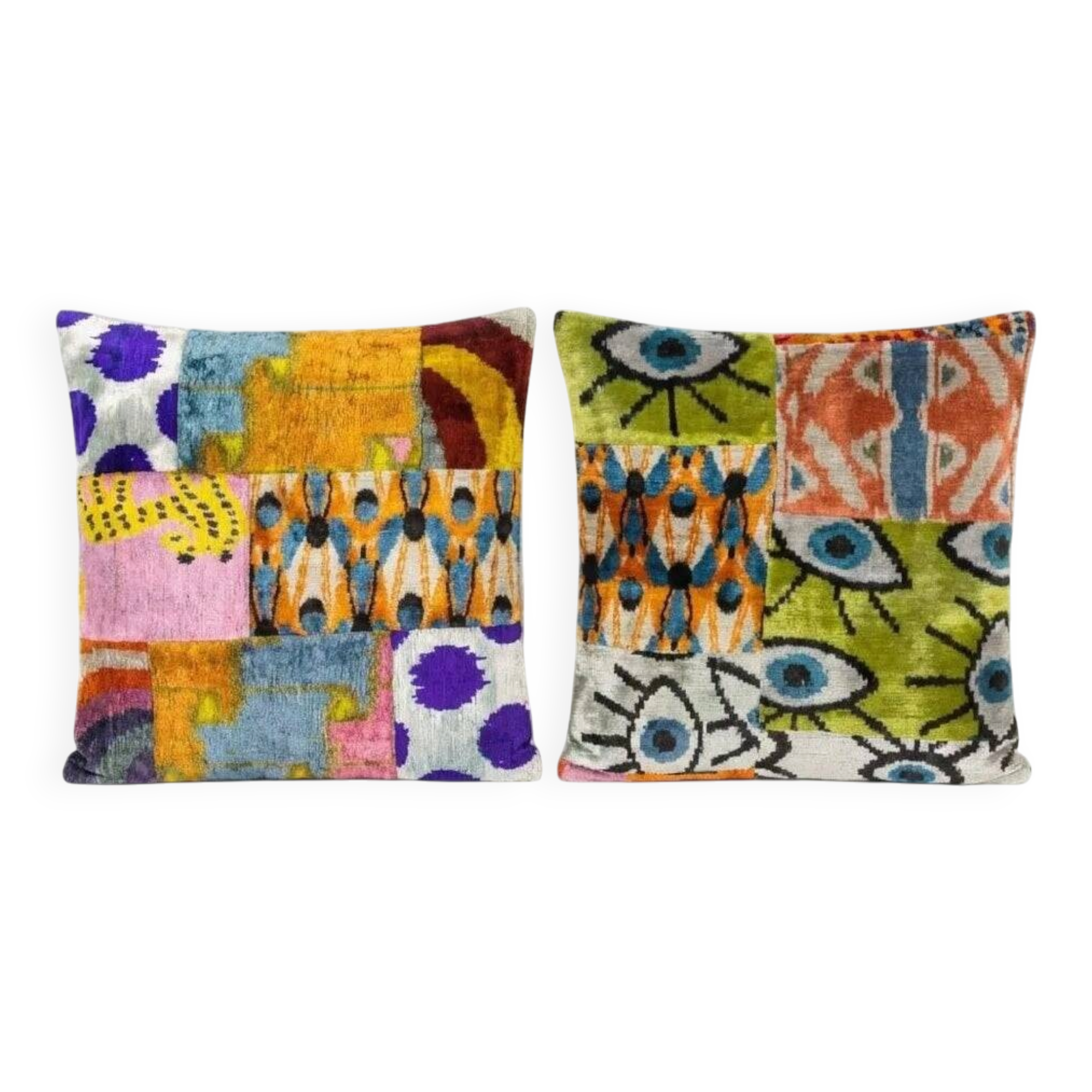 Set of 2 vintage ikat cushion covers 48x51 cm