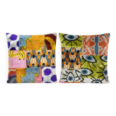Set of 2 vintage ikat cushion covers 48x51 cm
