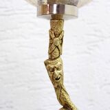 Pair of lamps in bronze and gilded glass