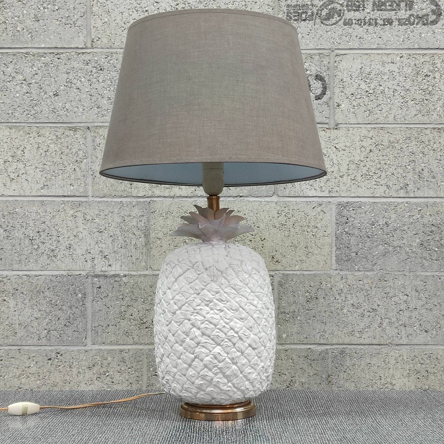 White earthenware pineapple lamp