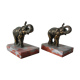 Old pair of bookends elephant in regulation signed Gallot ED on Art Deco marble