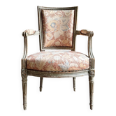 Louis XVI period armchair, Indian fabric no. 1
