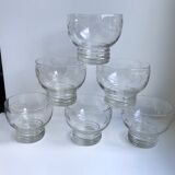 Set of 6 crystal champagne glasses engraved 50s-60s