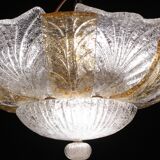 Italian Orange and Trasparent and Murano Glass Ceiling Light