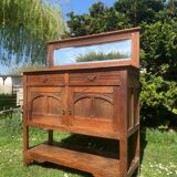 Antique solid wood sideboard with mirror — Art Nouveau style