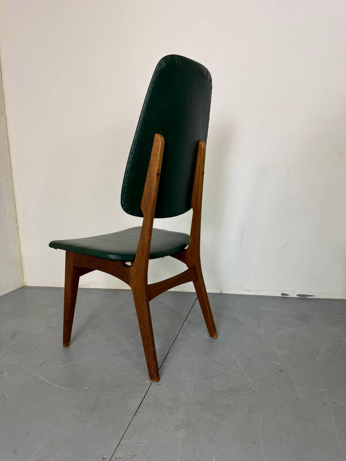 Chaises de salle à manger vintage en teck à dossier haut, design danois norvégien Bruk Sorheim