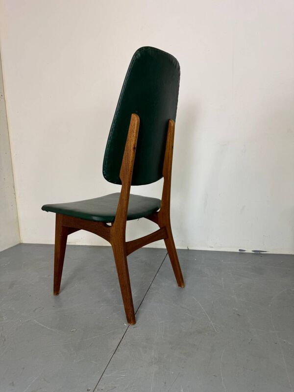 Chaises de salle à manger vintage en teck à dossier haut, design danois norvégien Bruk Sorheim