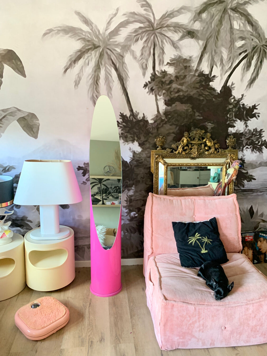 Vintage pink lipstick mirror