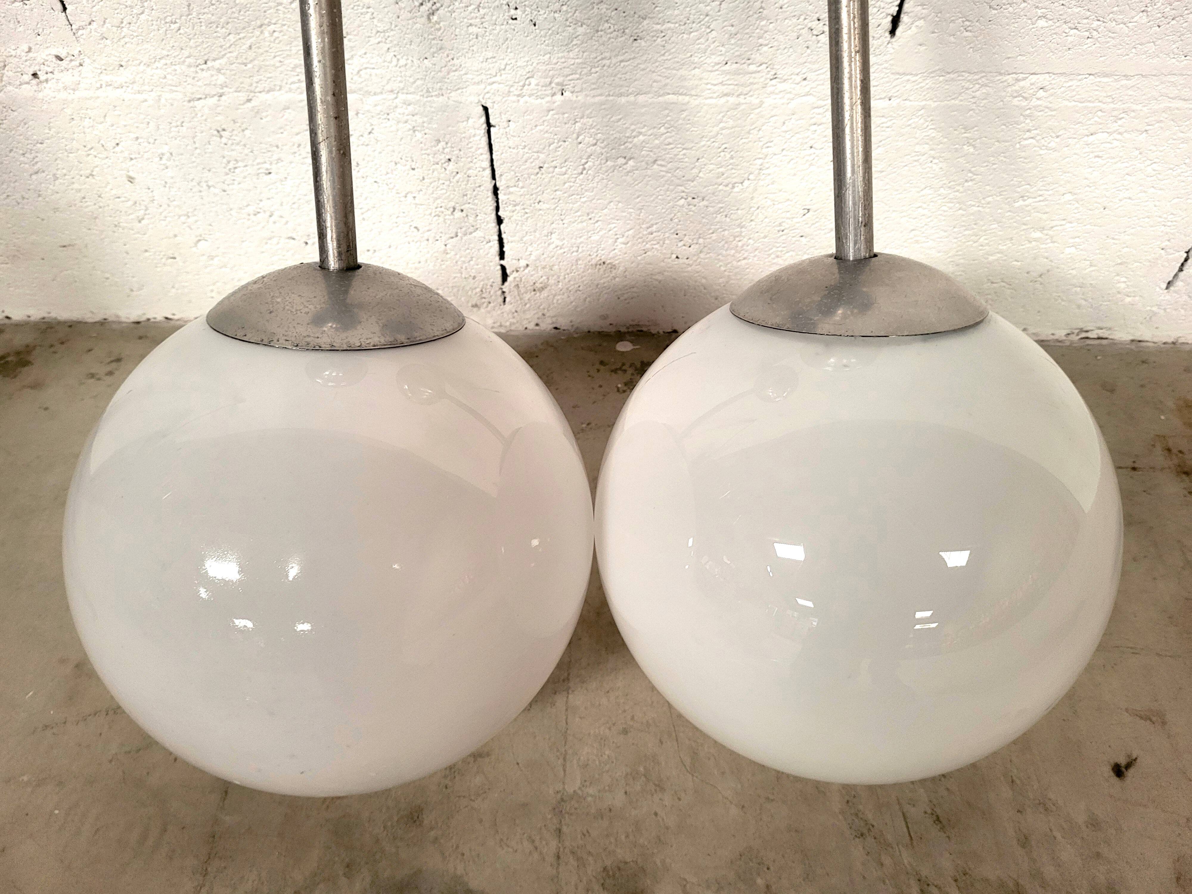 30 pendant lights, opaline chandeliers from the 50s