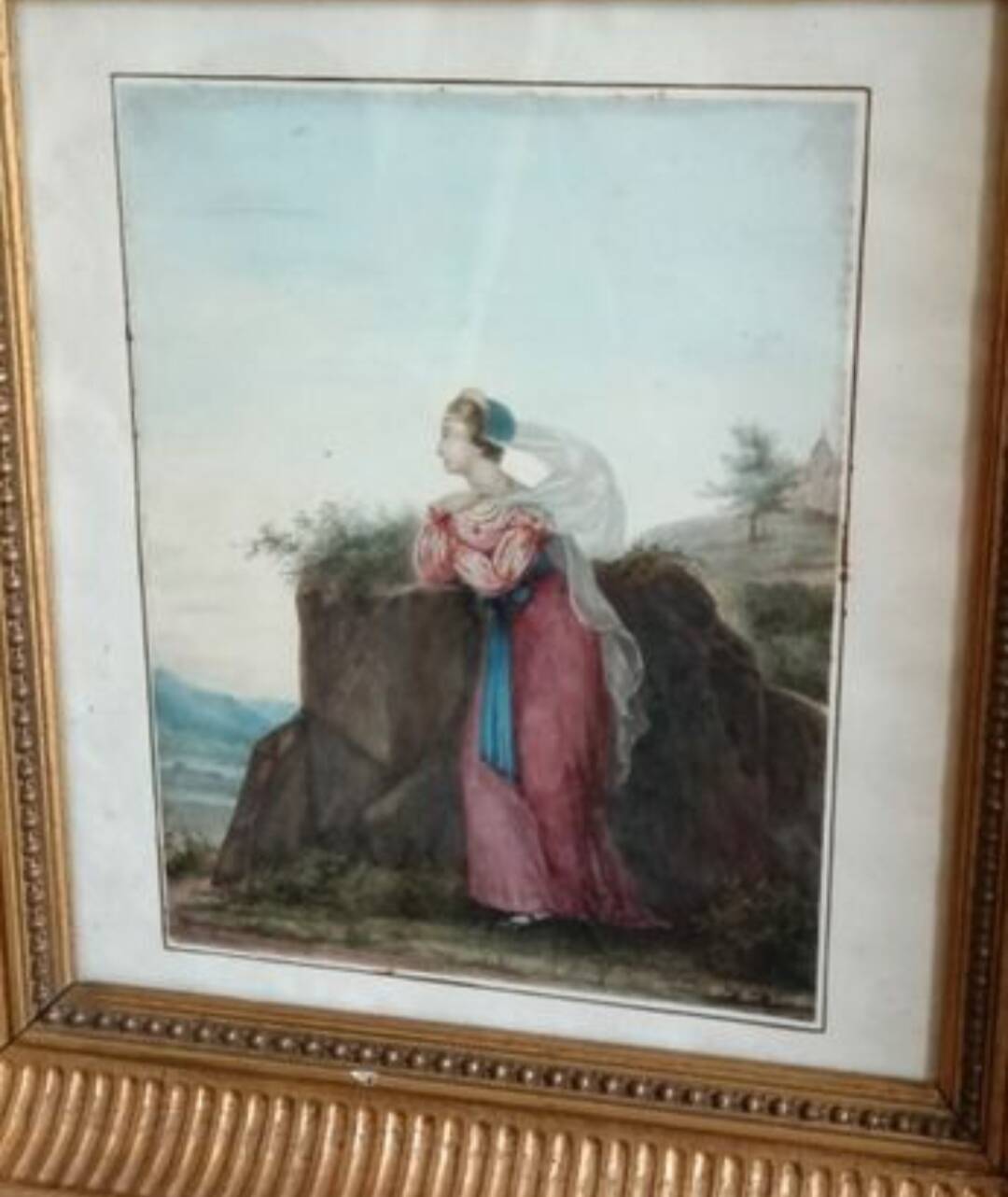 Aquarelle de femme, XIXème