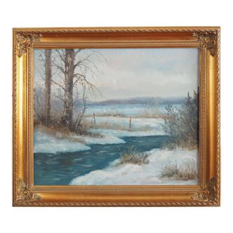 Peinture « The Winter Brook », design scandinave, années 1970