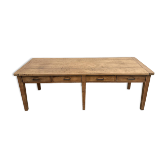 Large 1950s Farm Table – Oak Top & Tapered Legs (220 cm)