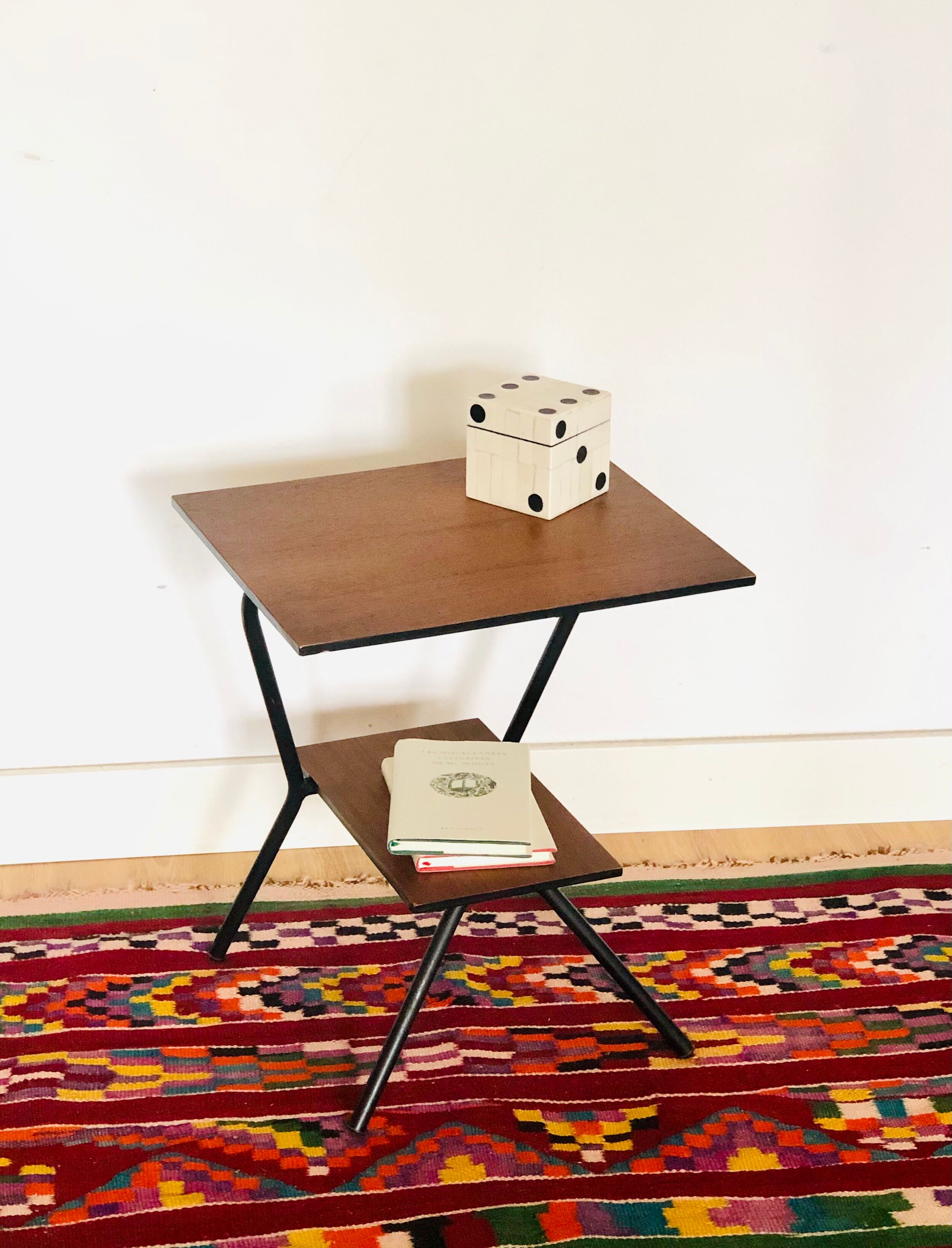 Wood and metal side table