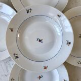 Set of 5 hollow plates Made in France registered model "Czech" 50s-60s